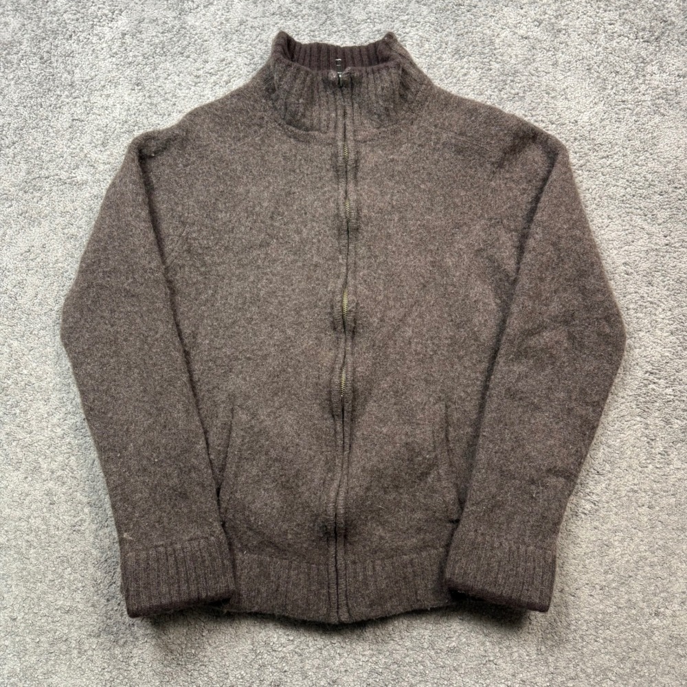 Patagonia Full Zip Lambswool Sweater Brown Mens XL Outdoor Knit